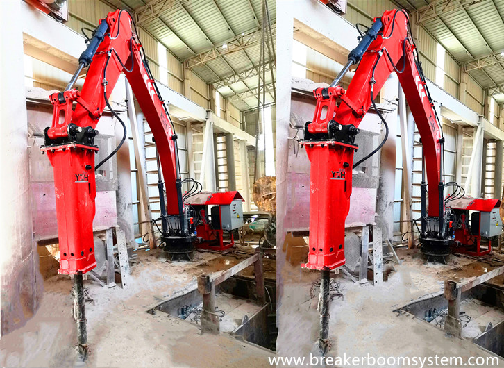 YZH Stationary Type Pedestal Rockbreaker Boom System Successfully Delivered To Limestone Mining Company
