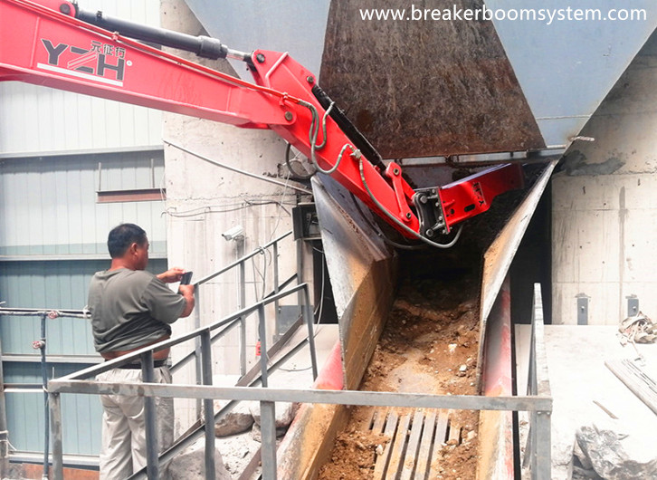 YZH Fixed Pedestal Rock Breaker Boom System Has Been Put Into Use By Luotian Honghui Tailings Comprehensive Treatment Company