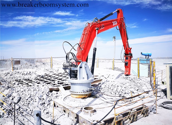YZH Remotely Operated Pedestal Boom Rockbreaker System With 5G Teleoperation for Mining Industry