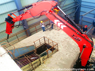 YZH Hydraulic Rock Breaker Boom System Solves The Hopper Blocking Problems Of Two Sets Jaw Crushers