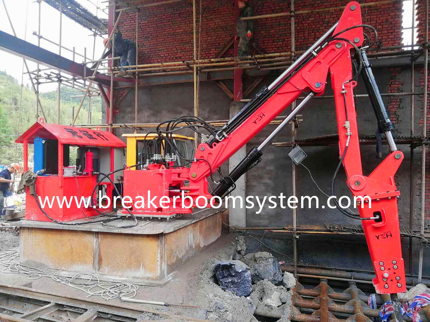 hydraulic rockbreaker boom system